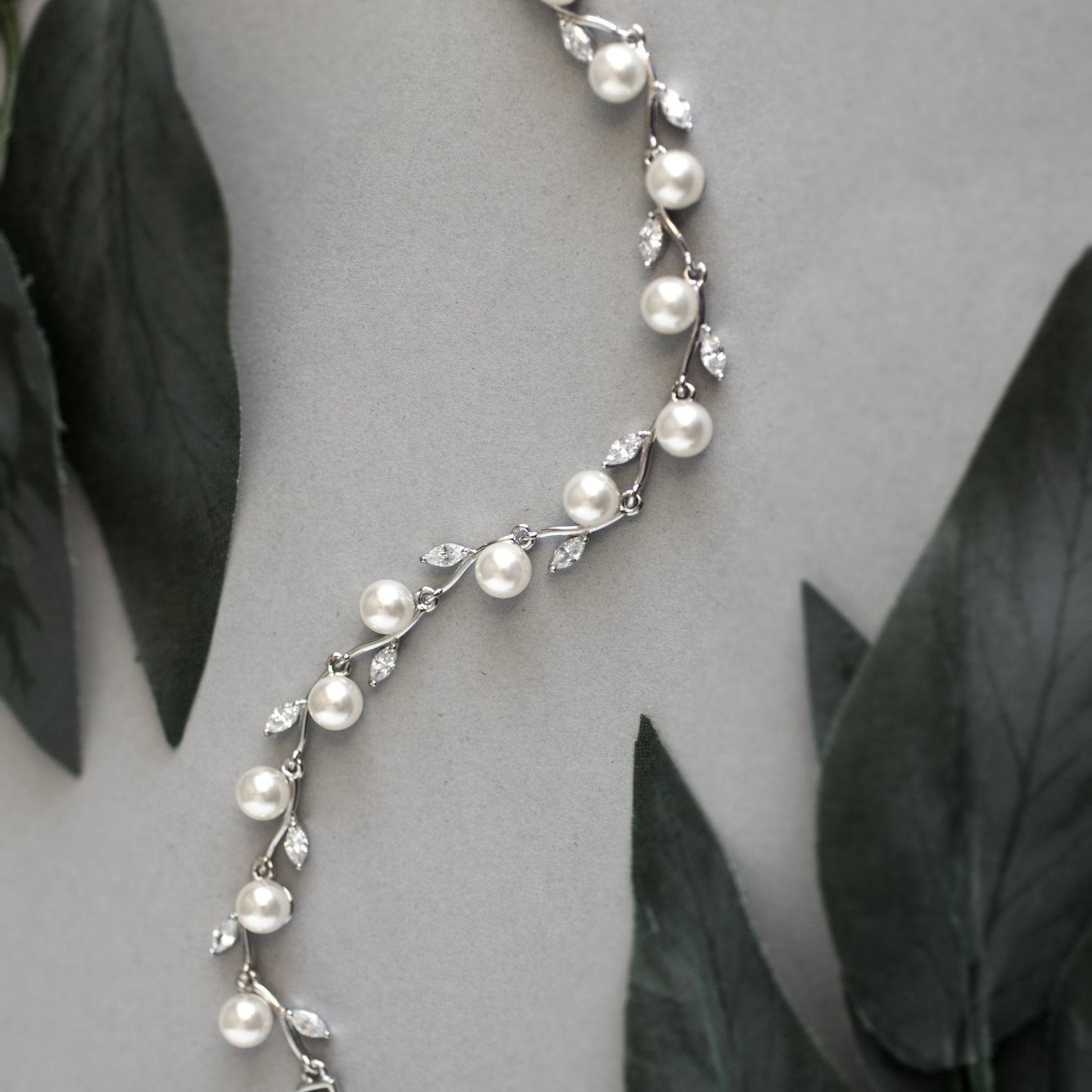 Pearl and CZ Leaves Bracelet - Bracelet - Cassandra Lynne