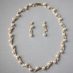 Pearl and CZ Leaves Necklace Set - Necklace Set - Cassandra Lynne