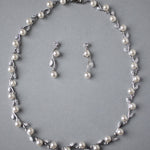 Pearl and CZ Leaves Necklace Set - Necklace Set - Cassandra Lynne