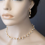 Pearl and CZ Leaves Necklace Set - Necklace Set - Cassandra Lynne