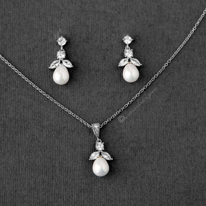 Pearl and CZ Necklace and Earrings - Cassandra Lynne