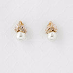 Pearl and CZ Wedding Jewelry Studs - Earrings - Cassandra Lynne