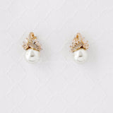 Pearl and CZ Wedding Jewelry Studs - Earrings - Cassandra Lynne