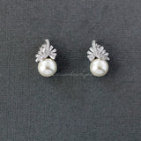 Pearl and CZ Wedding Jewelry Studs - Earrings - Cassandra Lynne