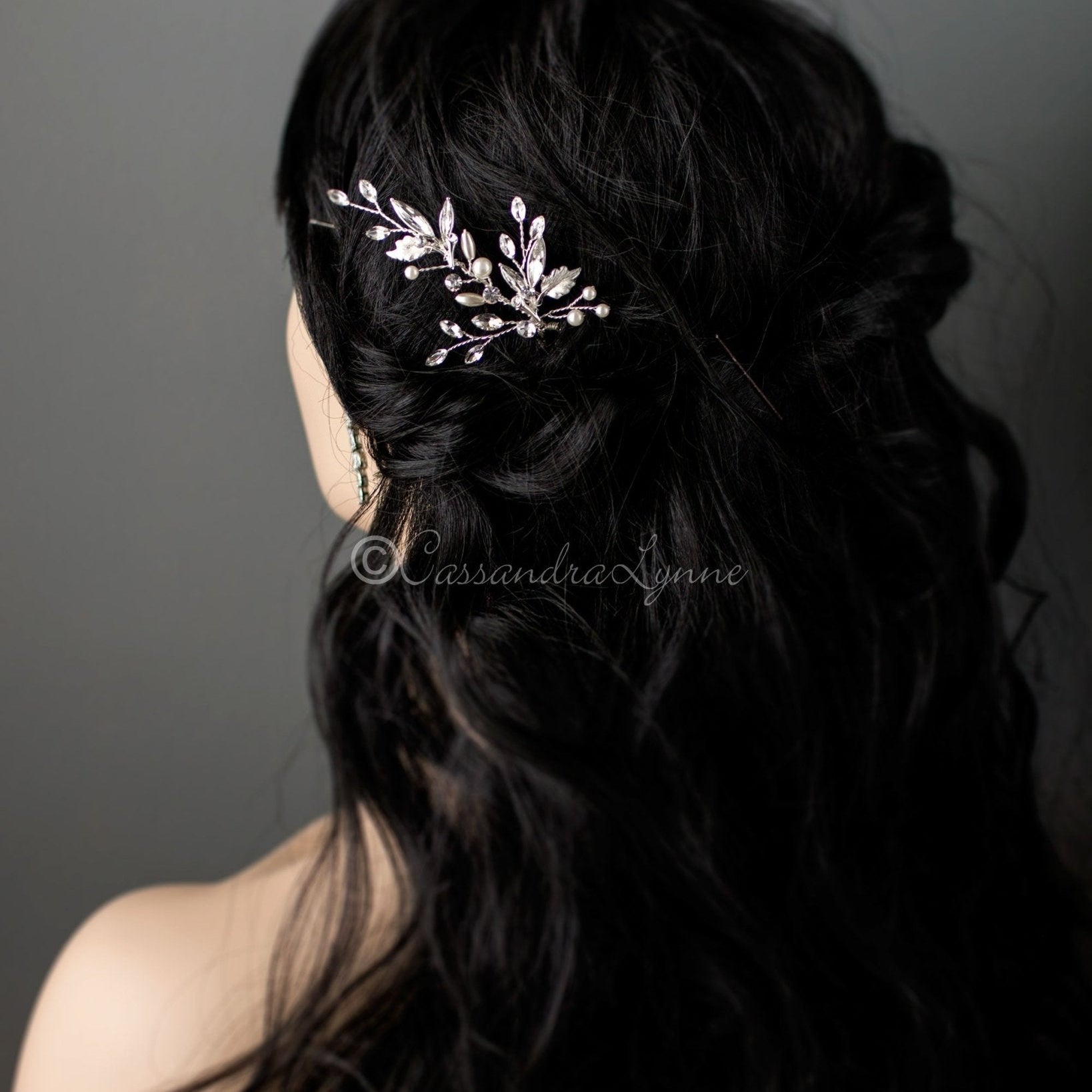 Pearl and Marquise Crystal Wedding Hair Pin - Hair Pins - Cassandra Lynne