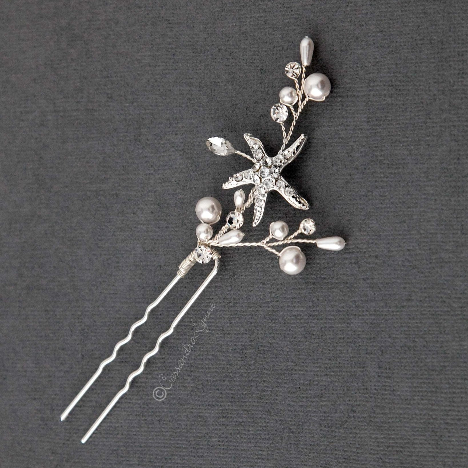 Pearl and Starfish Beach Hair Pin - Hair Pins - Cassandra Lynne