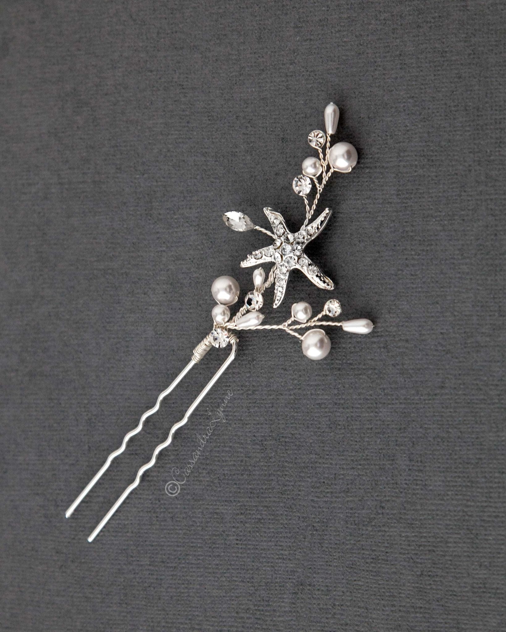 Pearl and Starfish Beach Hair Pin - Hair Pins - Cassandra Lynne