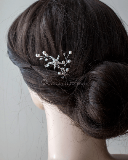 Pearl and Starfish Hair Pin - Cassandra Lynne