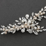 Pearl Bridal Hair Clip of Crystal Leaf and Pearl - Hair Clips - Cassandra Lynne