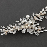Pearl Bridal Hair Clip of Crystal Leaf and Pearl - Hair Clips - Cassandra Lynne
