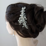 Pearl Bridal Hair Clip of Crystal Leaf and Pearl - Hair Clips - Cassandra Lynne