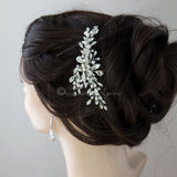 Pearl Bridal Hair Clip of Crystal Leaf and Pearl - Hair Clips - Cassandra Lynne