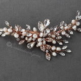Pearl Bridal Hair Clip of Crystal Leaf and Pearl - Hair Clips - Cassandra Lynne