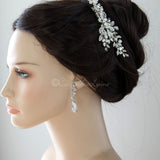 Pearl Bridal Hair Clip of Crystal Leaf and Pearl - Hair Clips - Cassandra Lynne