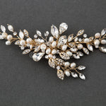 Pearl Bridal Hair Clip of Crystal Leaf and Pearl - Hair Clips - Cassandra Lynne