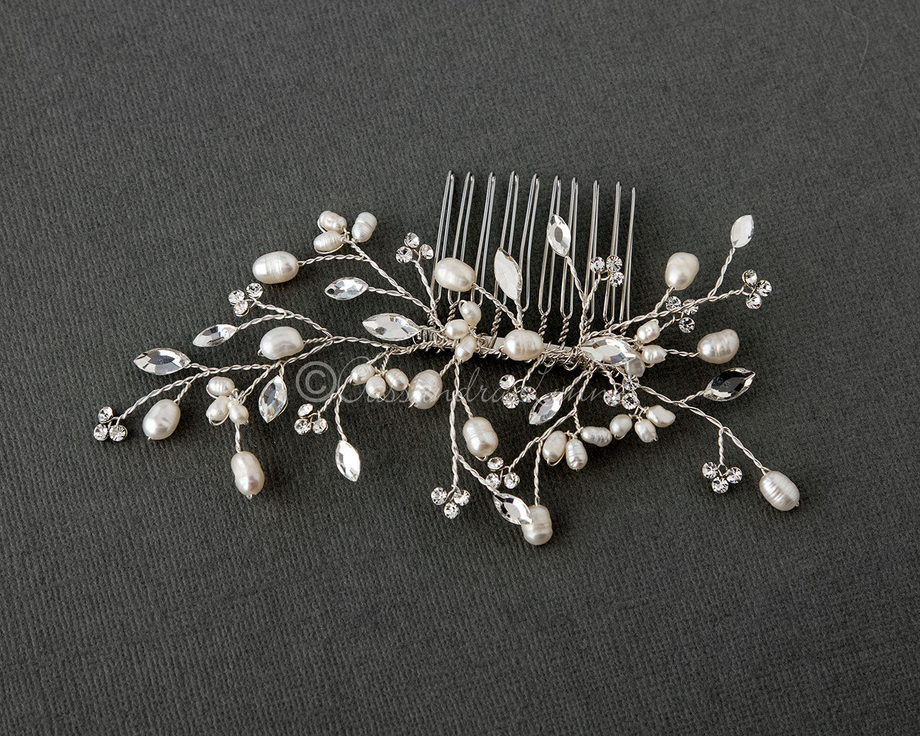 Pearl Bridal Hair Comb in Silver - Hair Comb - Cassandra Lynne