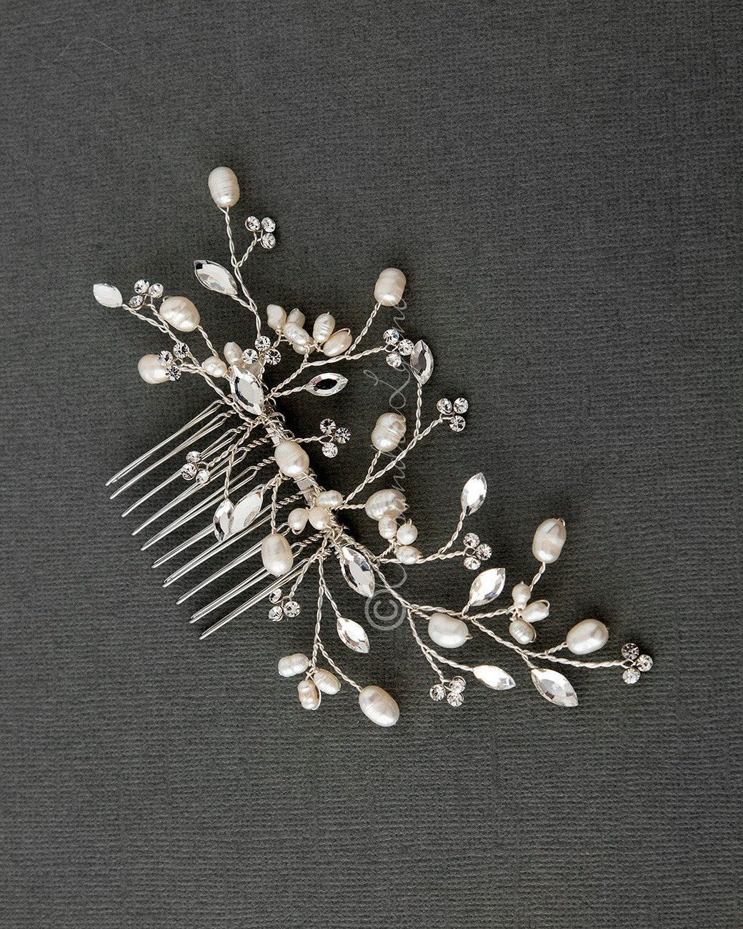 Pearl Bridal Hair Comb in Silver - Hair Comb - Cassandra Lynne