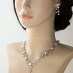 Pearl Bridal Necklace of Marquise CZ Vines - Necklace Set - Cassandra Lynne
