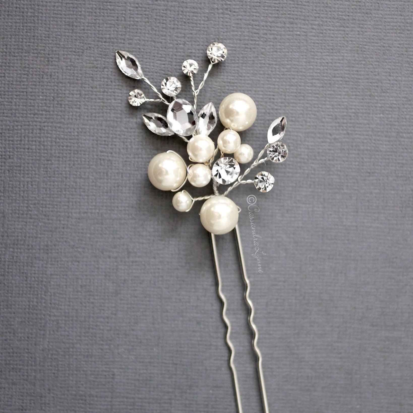 Pearl Cluster Hairpin for the Bride - Hair Pins - Cassandra Lynne