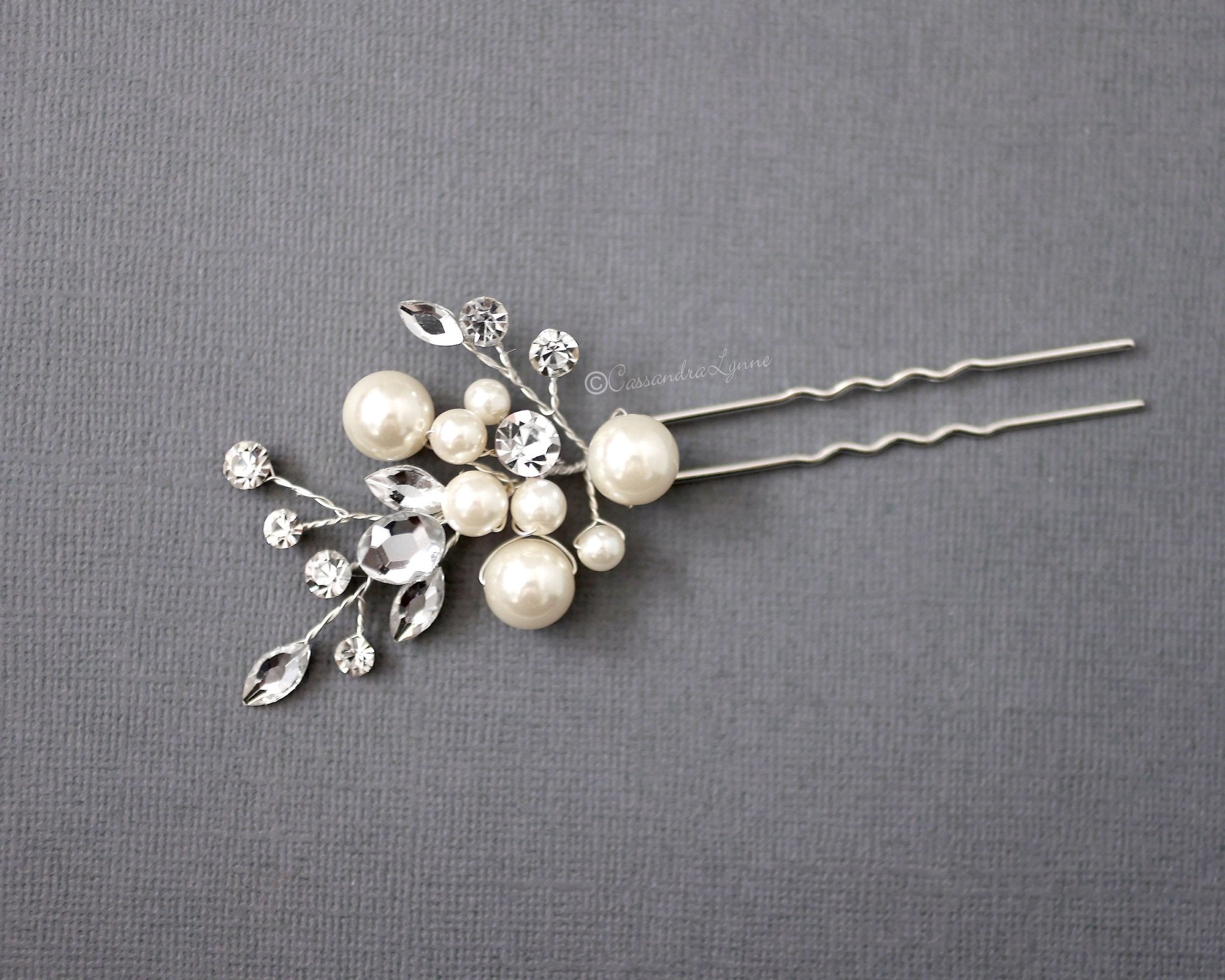 Pearl Cluster Hairpin for the Bride - Hair Pins - Cassandra Lynne
