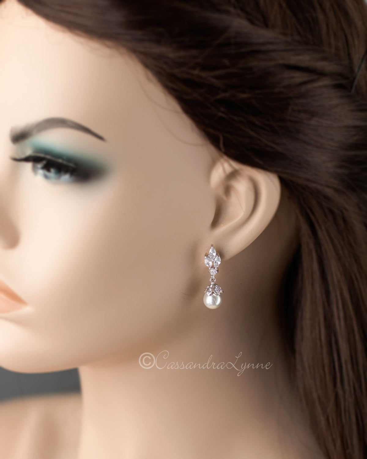 Pearl CZ Earrings Vintage Style - Earrings - Cassandra Lynne