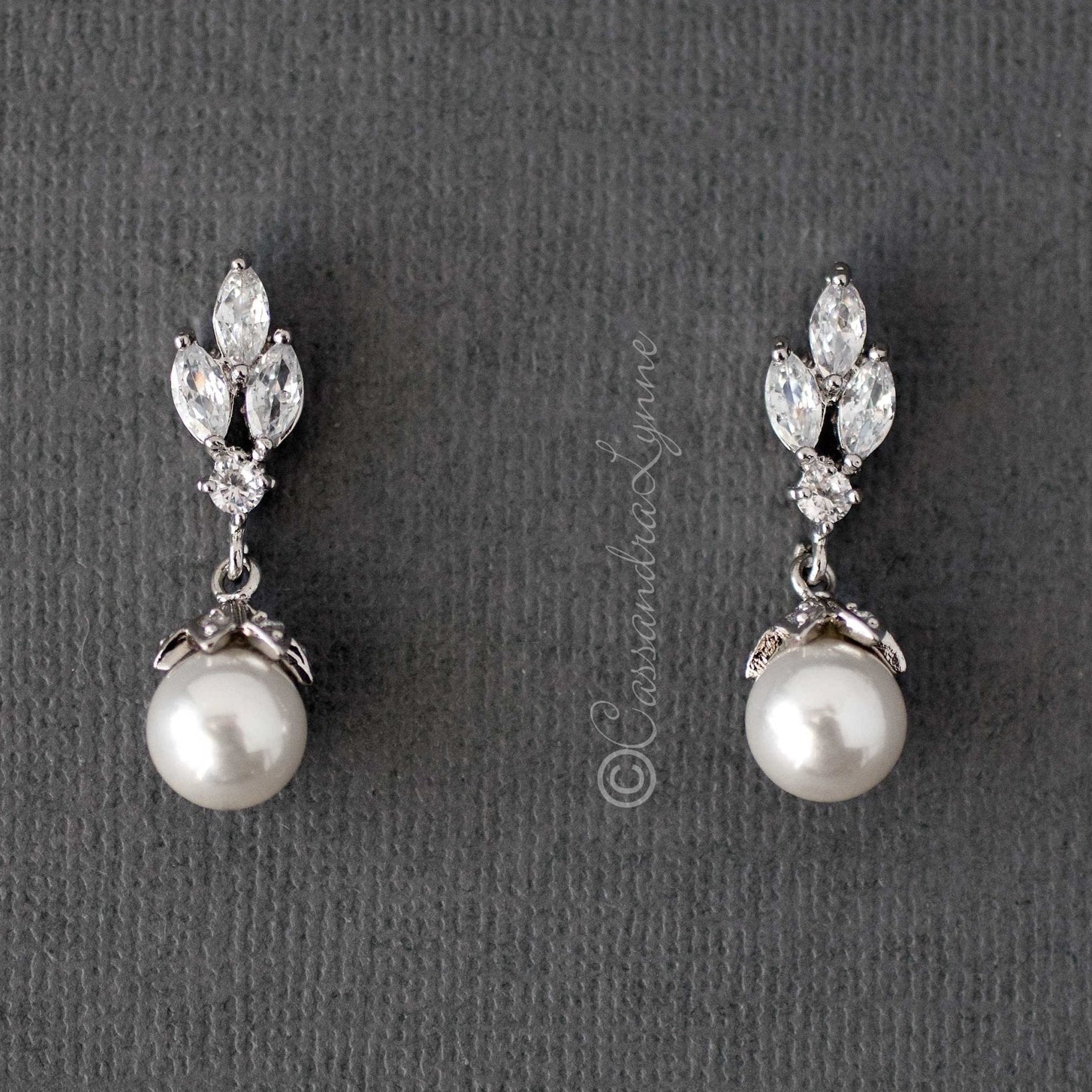 Pearl CZ Earrings Vintage Style - Earrings - Cassandra Lynne