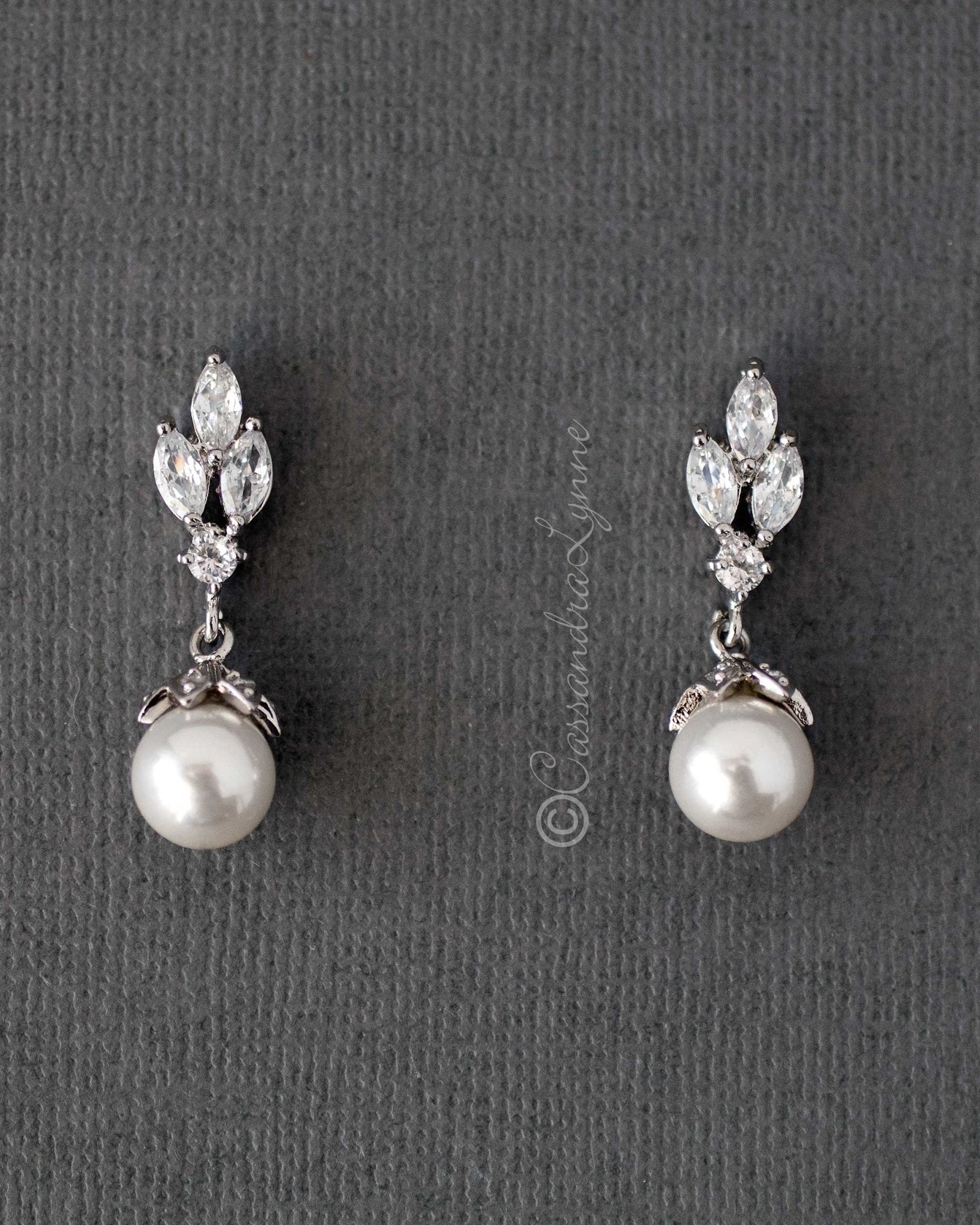 Pearl CZ Earrings Vintage Style - Earrings - Cassandra Lynne