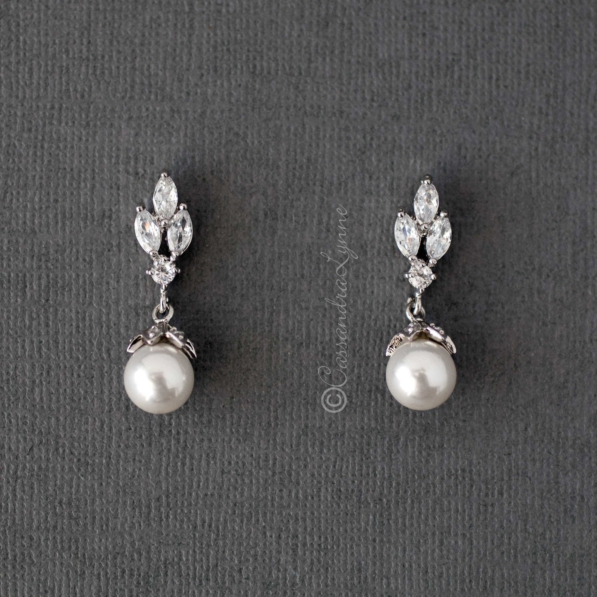 Pearl CZ Earrings Vintage Style - Earrings - Cassandra Lynne