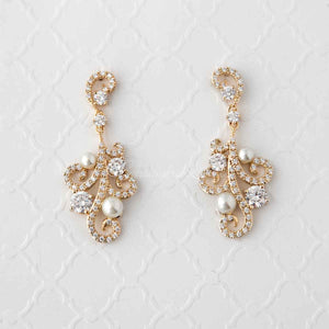Pearl CZ Earrings with a Swirl Design - Cassandra Lynne