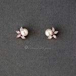 Pearl CZ Pearl Stud Earrings - Earrings - Cassandra Lynne