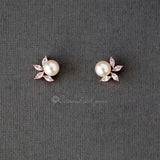 Pearl CZ Pearl Stud Earrings - Earrings - Cassandra Lynne