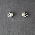 Pearl CZ Pearl Stud Earrings - Earrings - Cassandra Lynne