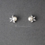 Pearl CZ Pearl Stud Earrings - Earrings - Cassandra Lynne