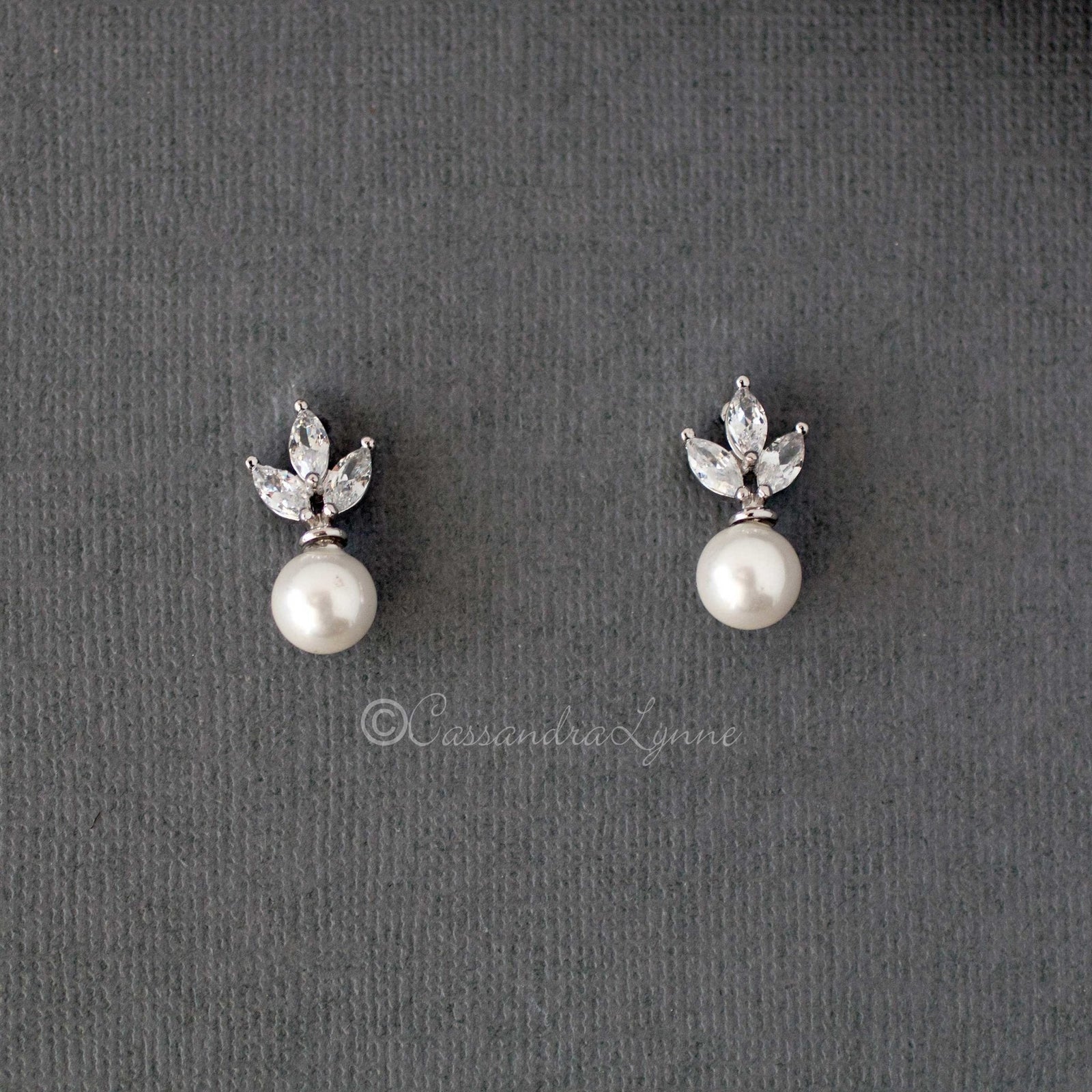 Pearl CZ Stud Earrings - Earrings - Cassandra Lynne