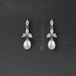 Pearl Drop Bridal Earrings with CZ Jewels - Earrings - Cassandra Lynne