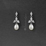 Pearl Drop Bridal Earrings with CZ Jewels - Earrings - Cassandra Lynne