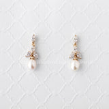Pearl Drop Bridal Earrings with CZ Jewels - Earrings - Cassandra Lynne