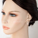 Pearl Drop Bridal Earrings with CZ Jewels - Earrings - Cassandra Lynne