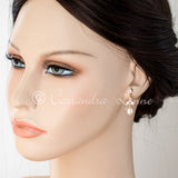Pearl Drop Bridal Earrings with CZ Jewels - Earrings - Cassandra Lynne