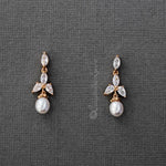 Pearl Drop Bridal Earrings with CZ Jewels - Earrings - Cassandra Lynne