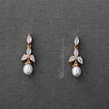 Pearl Drop Bridal Earrings with CZ Jewels - Earrings - Cassandra Lynne