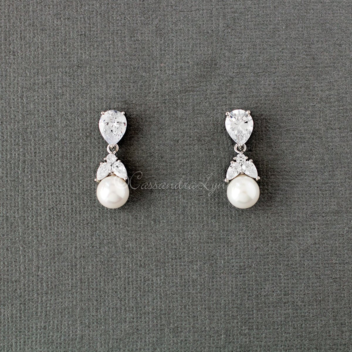 Pearl Drop CZ Earrings - Earrings - Cassandra Lynne