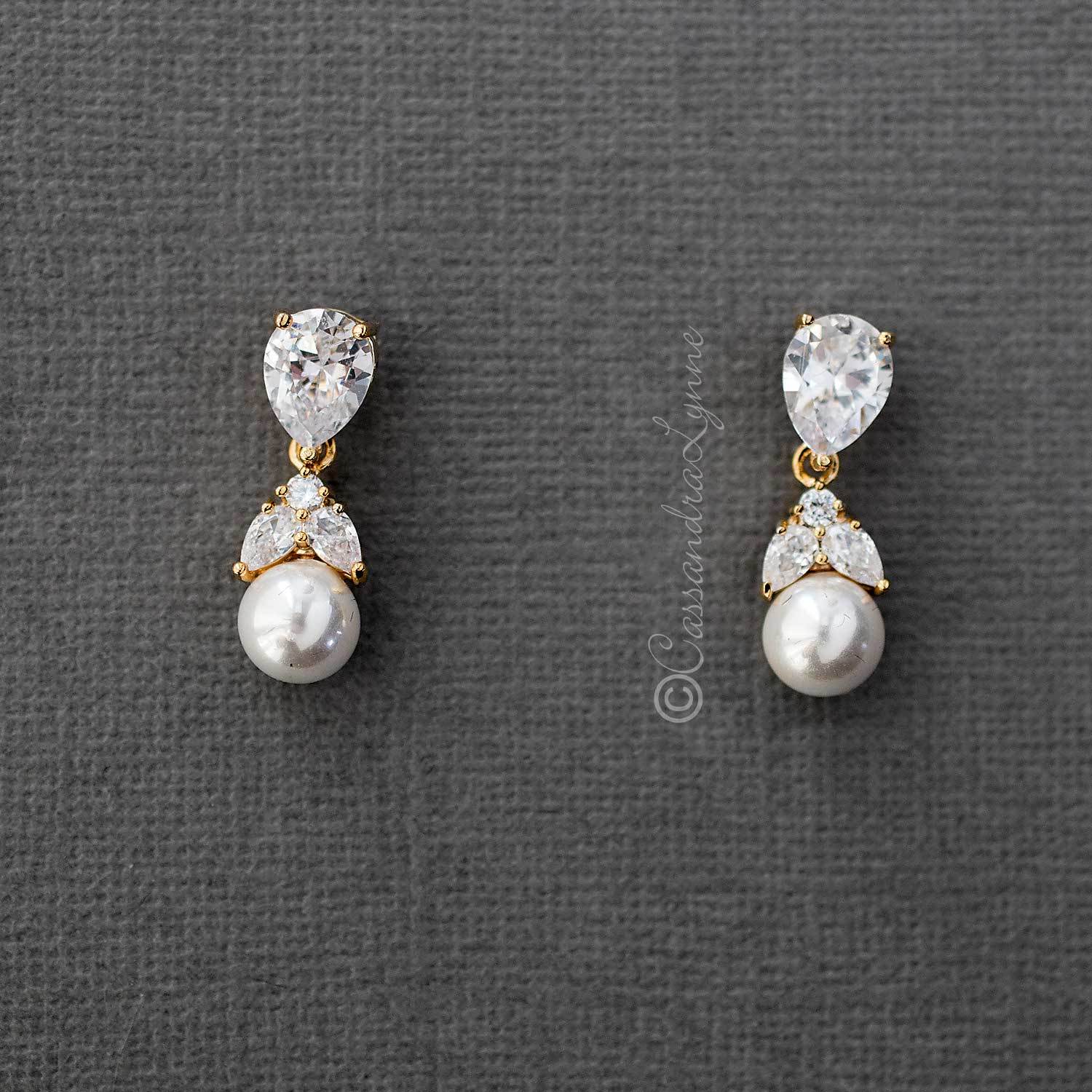 Pearl Drop CZ Earrings - Cassandra Lynne