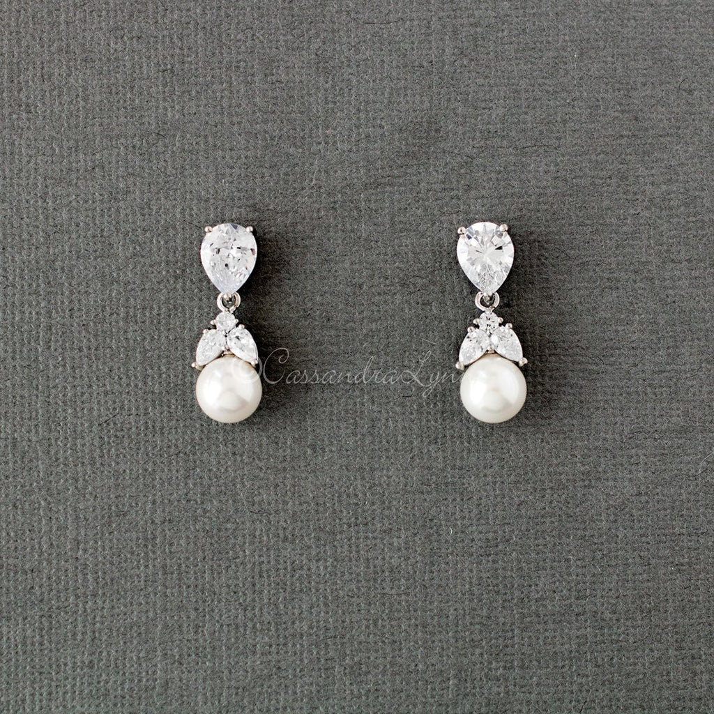 CZ Pear Drop Bridal Earrings - Cassandra Lynne