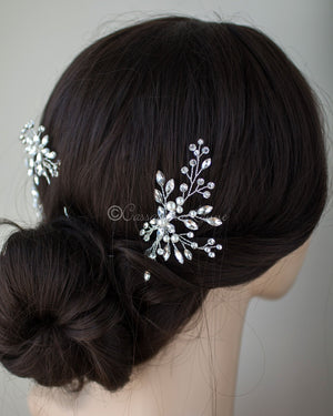 Pearl Hair Pin Set with Marquise Flowers - Cassandra Lynne