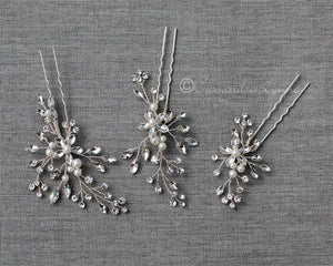 Pearl Hair Pin Set with Marquise Flowers - Cassandra Lynne