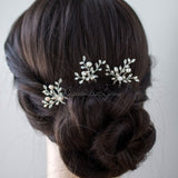 Pearl Hair Pin with Marquise Crystals - Hair Pins - Cassandra Lynne