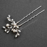 Pearl Hair Pin with Marquise Crystals - Hair Pins - Cassandra Lynne