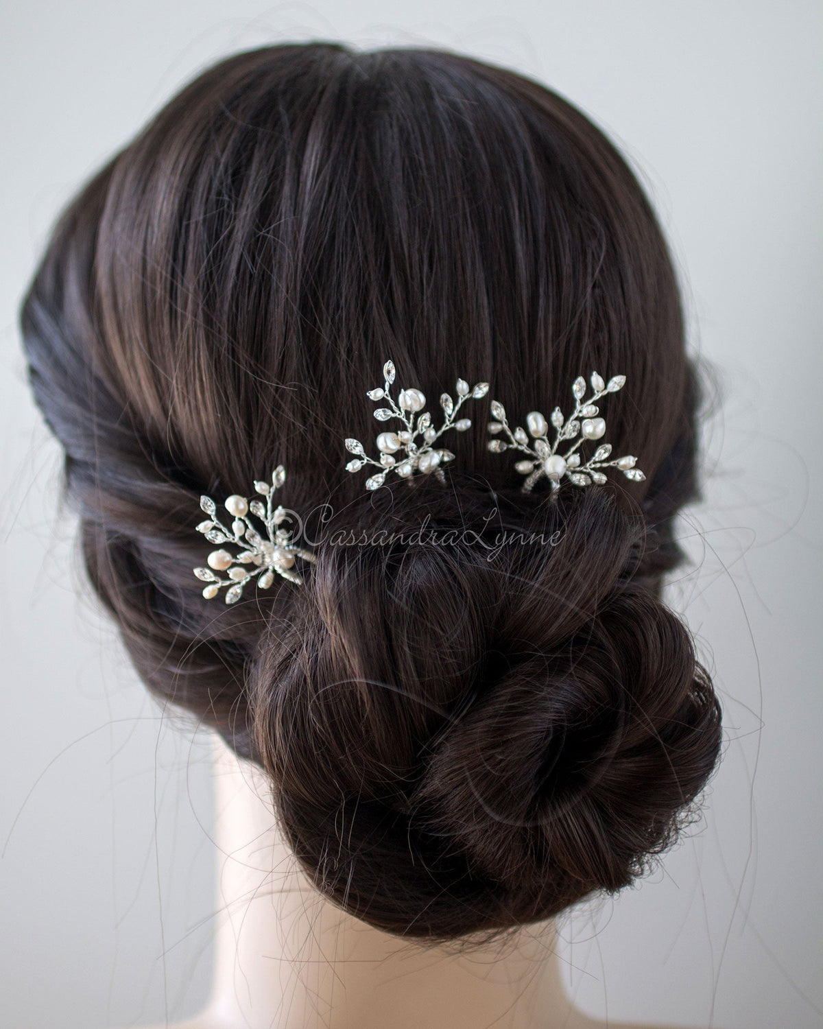 Pearl Hair Pin with Marquise Crystals - Cassandra Lynne