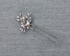 Pearl Hair Pin with Marquise Crystals - Cassandra Lynne